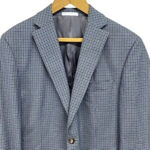 LRL Ralph Lauren Black Label Blazer Sport Jacket Blue Gray Houndstooth  44R